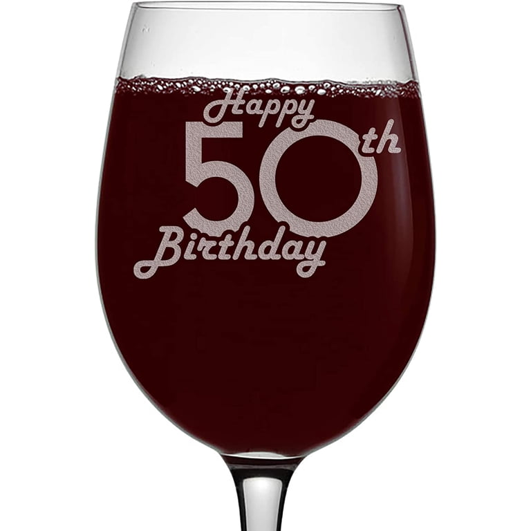 Retro Birthday Etched 16oz Stemmed Wine Glass 50th Birthday Gift -  Walmart.com