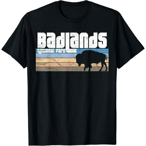 Retro Bison Badlands National Park Wildlife Unisex Graphic T-Shirt
