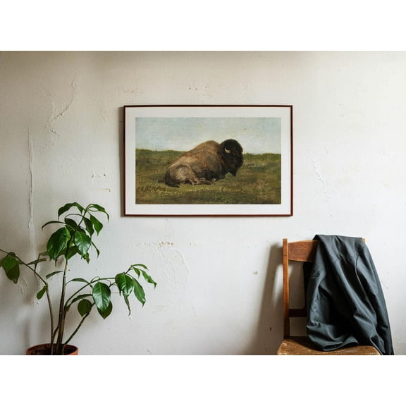 Retro Bison Print Outdoors Art American Bison Poster Rustic Wildlife Wall Prints Home Office Decor Nature Wall Art Hunting for Dad, Unframed Paper Poster 8x10in