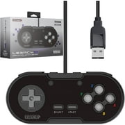 Retro-Bit Legacy 16 Wired USB Controller - Features Home, SS & ZL/ZR Buttons - for Switch, PC, MacOS, RetroPie, Raspberry Pi (Black - Onyx)
