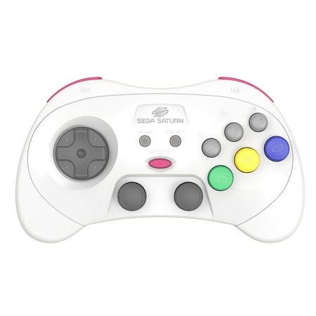 Retro-Bit SEGA Saturn® 2.4GHz Wireless Pro Controller for Sega Saturn, Sega Genesis Mini, Switch, PC, Mac - Includes 2 Receivers - White