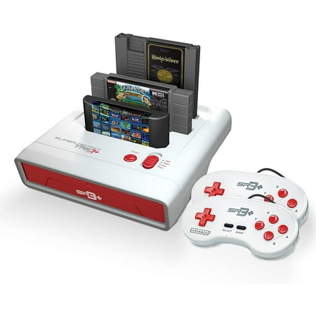 Retro-Bit Super Retro Trio HD Plus 720P 3 in 1 Console System - HDMI Port - for Original NES/SNES, Super Nintendo and Sega Genesis Games - Red/White