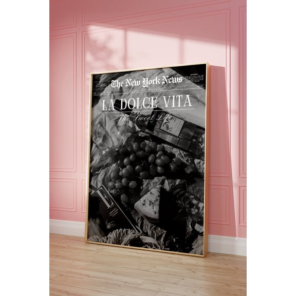 Retro Black And White Italy Newspaper Print La Dolce Vita Unframed Paper Poster 8x10in