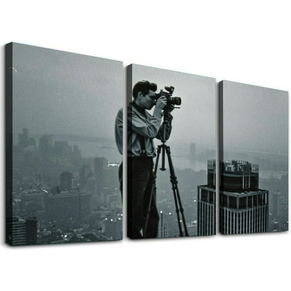 Retro Black And White Photography of Skyscrapers, Minimalist Poster Art. Canvas Wall Decoration Print Canvas Painting Wall Art Poster for Bedroom Living Room Decor