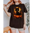 thumbnail image 1 of Retro Black Cat Halloween Pumpkin Costume T-Shirt, Fullsizes S-5XL Multicolors T-Shirt, 1 of 5