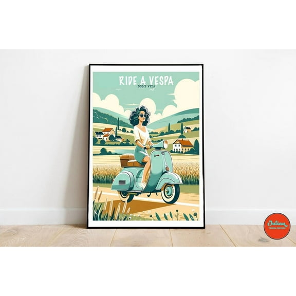 Retro Black Cat Print, Funky Coffee Art Wall Decor Home Decor #5050, 8x12 UNFRAMED