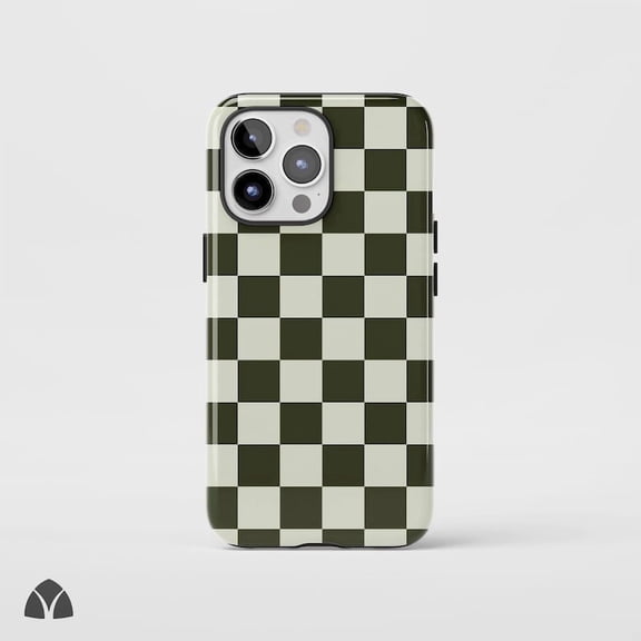 Retro Black Checkerboard Grid Pattern Art Pop iPhone 11 12 13 14 15 16 17 Pro Max Case