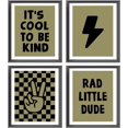 thumbnail image 1 of Retro Black Checkered Preppy Lightning Peace Hand Sign Poster Prints for Boy Teen Room Dorm Decor,Lake Blue Rad Little Dude Funny Decorations Prints Wall Art Unframed 4pcs,Teen Boys Gifts, 1 of 6
