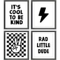 thumbnail image 1 of Retro Black Checkered Preppy Lightning Peace Hand Sign Poster Prints for Boy Teen Room Dorm Decor,Lake Blue Rad Little Dude Funny Decorations Prints Wall Art Unframed 4pcs,Teen Boys Gifts, 1 of 6