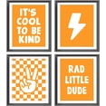 thumbnail image 1 of Retro Black Checkered Preppy Lightning Peace Hand Sign Poster Prints for Boy Teen Room Dorm Decor,Lake Blue Rad Little Dude Funny Decorations Prints Wall Art Unframed 4pcs,Teen Boys Gifts, 1 of 6