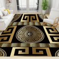 thumbnail image 1 of Retro Black Gold Greek Key Meander Area Rugs, 3D Geometric Gold Print Decor Rug, Soft Washable Breathable Durable Carpet For Bedroom Living Room Office Basement 4 x 5ft, 1 of 6