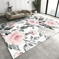 thumbnail image 1 of Retro Black And Gray Hand-Painted Roses Area Rug, Pastoral Pink Floral Art Washable Rugs, With Anti-Slip Backing Indoor Carpet For Living Room Bedroom Study Dining Room 4 x 5ft, 1 of 6
