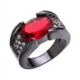 thumbnail image 1 of Retro Black Gun Inlaid Ruby Alloy Party Ring, 1 of 1