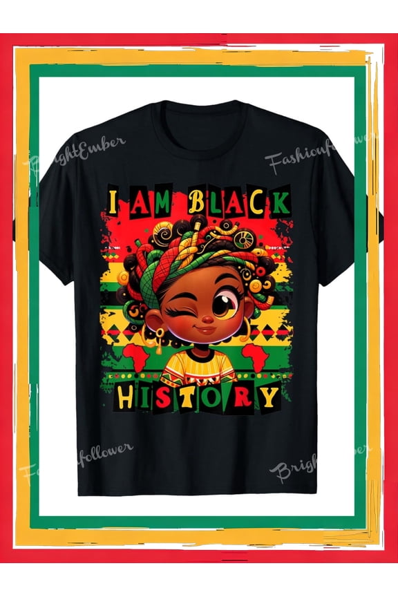 Retro Black History Month Graphic Tee Melanin Empowerment Afro Art Apparel Pan-African Colors Short Sleeve Top