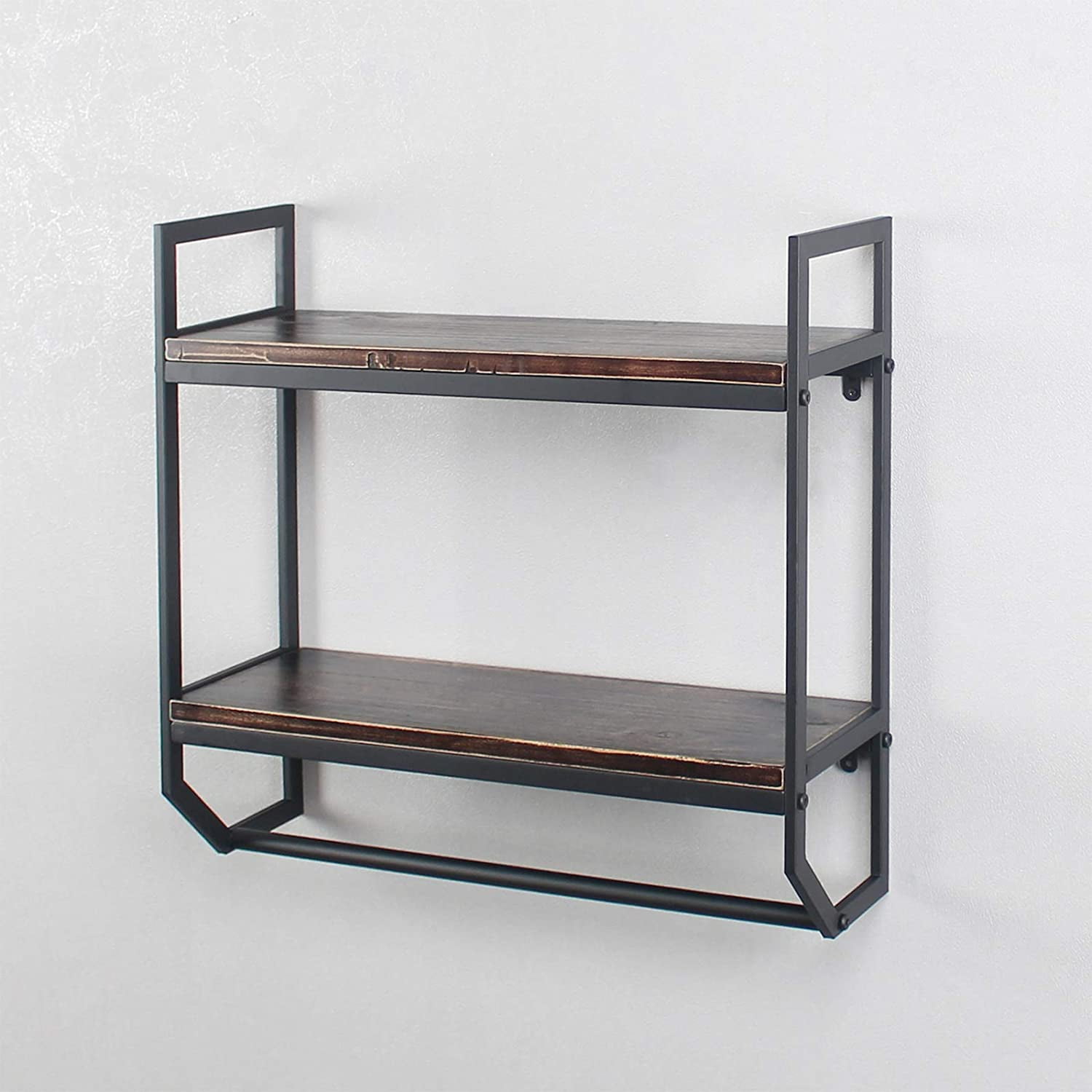 Retro Black Industrial Bathroom Shelves WallMounted Rustic Design