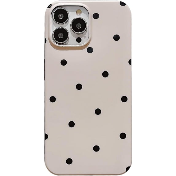Retro Black Polka Dots Cute Phone Case Compatible with iPhone 13 Pro Classic Trendy Stylish Pattern Slim Soft IMD Glossy Protective Girls Women Cover(iPhone 13pro 6.1inch,Beige)
