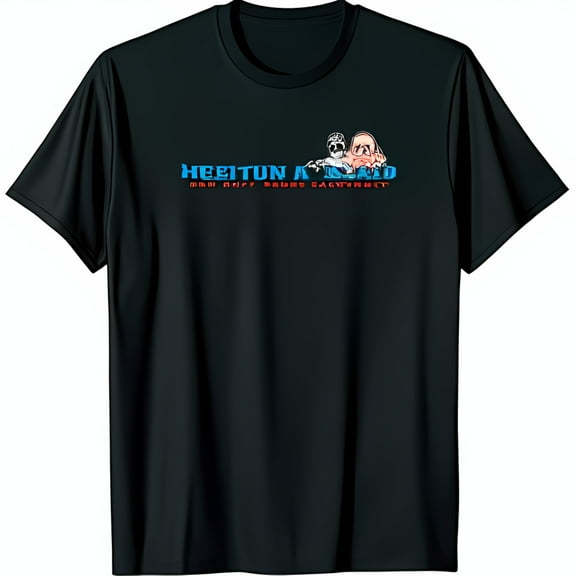 Retro Black T-Shirt with Cartoon Band Graphic Design