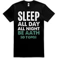 thumbnail image 1 of Retro Black T-Shirt with Graphic Sleep All Day All Night Design, 1 of 5