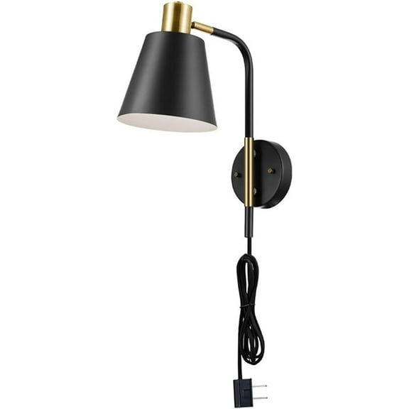 Retro Black Wall Light with 6ft Plug in Cord, Adjustable Wall Sconce Bedside Reading Wall Mounted Lamp, Living Room Bedroom Decor E27 Wall Lamps Plug in Vanity Lights