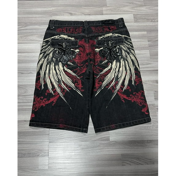 Retro Black Washed Baggy Denim Shorts For Men And Women Y2K Summer New Harajuku Gothic Basketball Pants Fitness Pants