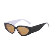 Retro Black & White Cat Eye Sunglasses, UV400 Tea Lens Fashion Shades for Women MenBlack White/Tea