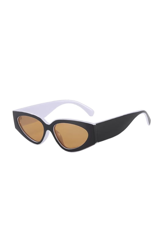Retro Black & White Cat Eye Sunglasses, UV400 Tea Lens Fashion Shades for Women Men(Black White/Tea)