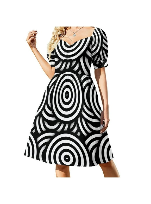 Retro Black White Circles Op Art Dress dresses women summer Dresses women's evening dress 2023