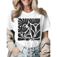 thumbnail image 1 of Retro Block Print Floral Graphic Tees Womans T-shirt White S-5XL Shirts Mid-Century Modern Tops, 1 of 4
