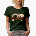 thumbnail image 1 of Retro Bloom As You Are with Rainbow Art, Military Green T-Shirt, Small, 1 of 5