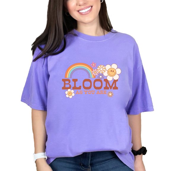 Retro Bloom As You Are with Rainbow Art, Violet Comfort Colors T-Shirt, 3XL