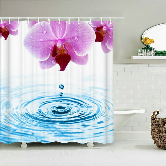 Retro Blooming Flowers Shower Curtains Bathroom Curtains Waterproof Polyester Ba