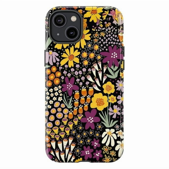 Retro Blooms & Vintage Flower Phone Case, Groovy Daisies & Wildflower Design Phone Cover Compatible with iPhone 16, 15, 14, 13, 12, 11 Pro Plus