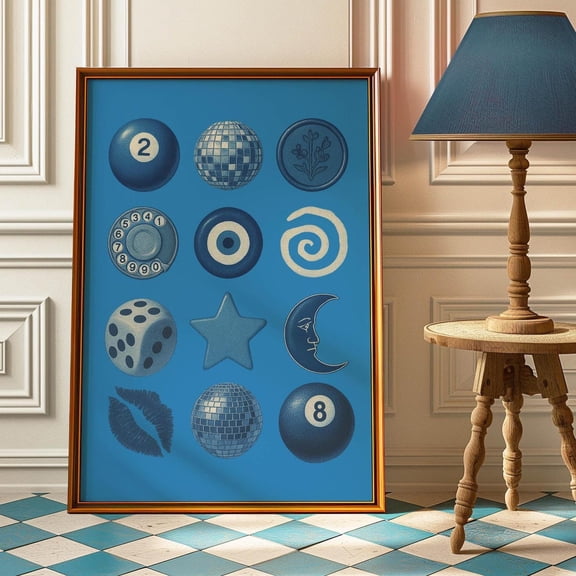 Retro Blue Collage Evil Eye Poster Unframed Paper Print