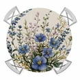 thumbnail image 1 of Retro Blue Flower Elastic Fitted Round Table Cover Colorful Floral Waterproof Outdoor Tablecloth for Holiday Party, Picnic, Patio & Dining Fits Tables Up to 36"-44", 1 of 1