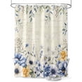 thumbnail image 1 of Retro Blue Flowers Floral Shower Curtain, Eucalyptus Leaf Bathroom Decor Curtains Set with Hooks, Beige Waterproof Fabric Home Accessories， 72 X 78 Inch Long, 1 of 6