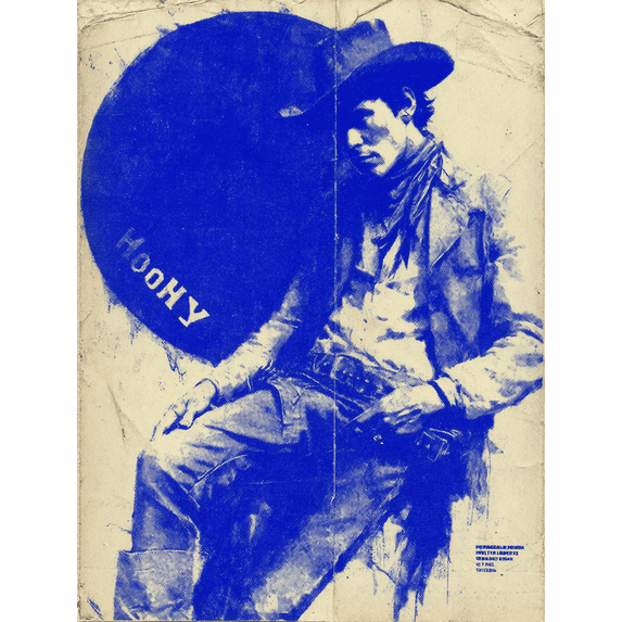 Retro Blue Howdy Typography Canvas Western Cowboy Trendy Dorm Wall Art