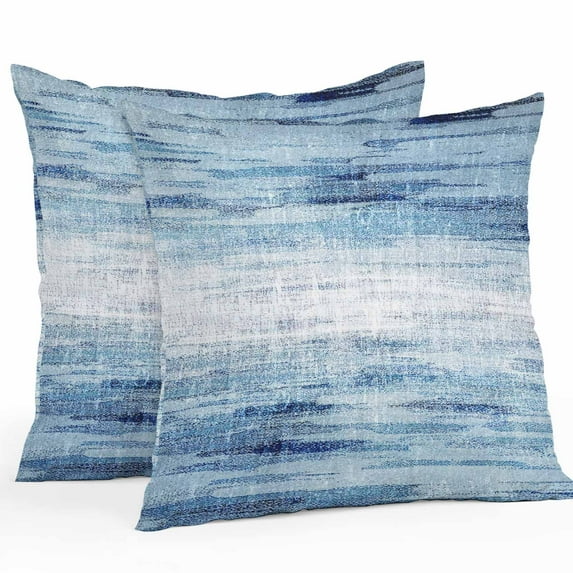 Retro Blue Outdoor Pillow Covers Pack of 2 Texture Abstract Modern Ombre Waterproof Throw Pillow Covers Decorative Cushion Cases for Patio Garden Tent Balcony Couch 18x18 inch