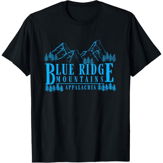 Retro Blue Ridge Mountains Appalachia Hiking Graphic Tee - Vintage Nature Outdoors Adventure Short Sleeve T-Shirt for Men and Women
