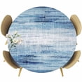 thumbnail image 1 of Retro Blue Round Fitted Table Cover Texture Abstract Modern Ombre Waterproof Table Cloth with Elastic Edge Wipeable Tablecloth for Picnic Camping Party Fits 45"-54" Diameter, 1 of 8