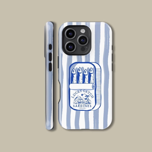 Retro Blue Stripe Sardine Tin Case for iPhone Samsung Tinned Fish
