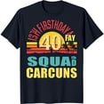 thumbnail image 1 of Retro Blue T-Shirt with Sunset & Trees 15th Birthday 40 Squad Carcuns Graphic, 1 of 5