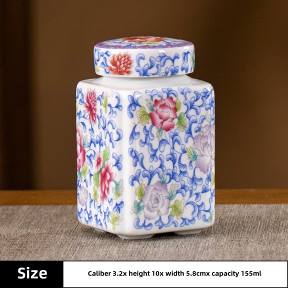 Retro Blue and White Ceramic Tea Can Household Enamel Color Sealed General Can Storage Loose Tea Packaging Box