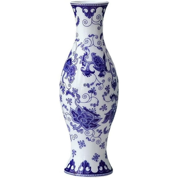 Retro Blue and White Porcelain Vase Dried Flowers Flower Arrangement Accessories Chinese Home Decoration Vase Ornaments