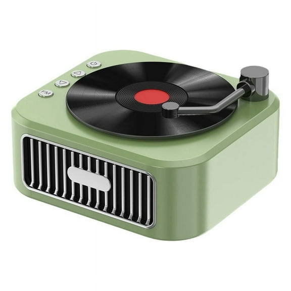 Retro Bluetooth 5.3 Speaker 18th Century Phonograph Style Speaker 360 Stereo Sound Vinyl Record Green