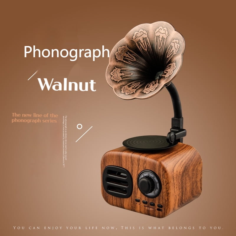 Retro Bluetooth Audio European Style Big Speaker Wood Grain Radio CD Player Birthday Gift Easter Boy Girl Friend