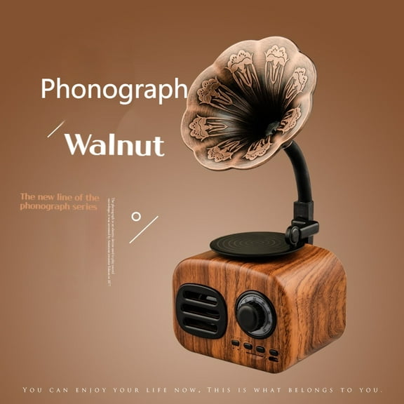 Retro Bluetooth Audio European Style Big Speaker Wood Grain Radio CD Player Birthday Gift Easter Boy Girl Friend