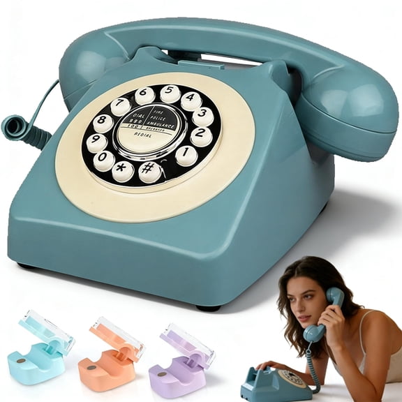 Corded Retro Phone, Vintage Old Phones, Classic 1930's Antique Landline Phones for Home & Office Decor, Novelty Hotel Telephone with Redial