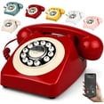 thumbnail image 1 of Retro Bluetooth Landline Phone with Handset, Old Fashioned Bluetooth Rotary Desk Phone, USB Rechargeable Cordless Telephone Connects to Cell Phone for Home Office Bedroom Use (Red), 1 of 10