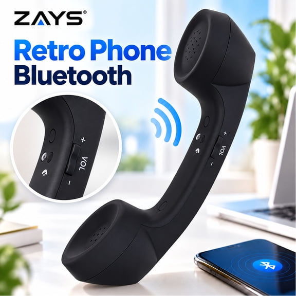Retro Bluetooth Phone Handset Wireless Vintage Telephone Receiver for Cell Phone USB Rechargeable Old Fashioned Home Call Accessory Comfortable Red