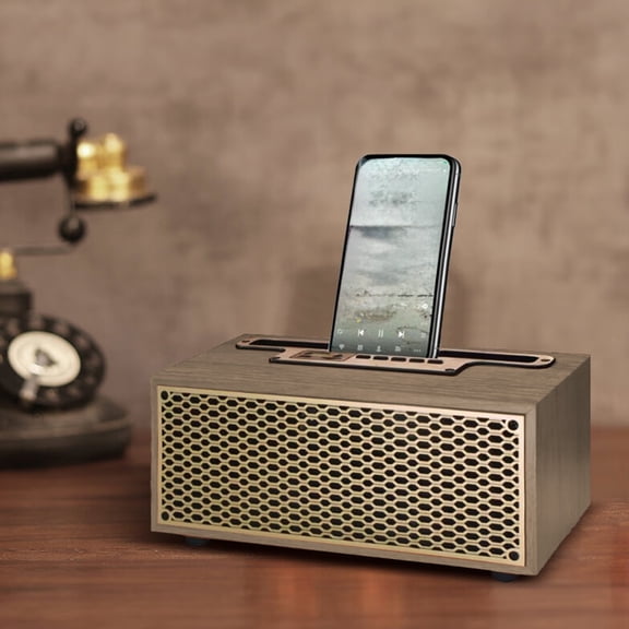 Retro Bluetooth Speaker with HIFI Sound, 66mm Full-Range Dual Voice Coil Speakers, Long-Lasting Battery, FM Radio & Phone Stand for Home, Office & Gift